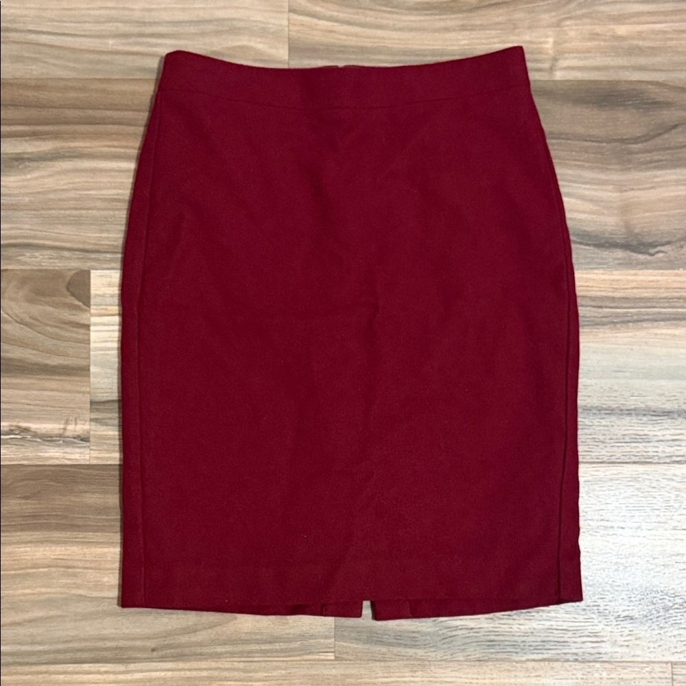J. Crew Skirt Womens Size 4 Burgundy The Pencil Skirt Wool Blend Lined Academia